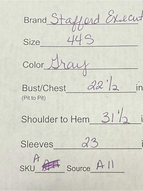 Stafford Executive Gray Blazer 44S Wool Blend Sport Coat Classic Mens - Picture 13 of 13